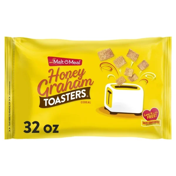 Malt-O-Meal Honey Graham Toasters® Kids Breakfast Cereal, Family Size Bulk Bagged Cereal, 32 Ounce - 1 count