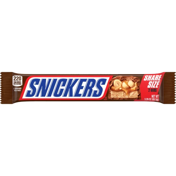 Snickers Milk Chocolate Candy Bars, Share Size - 3.29 oz