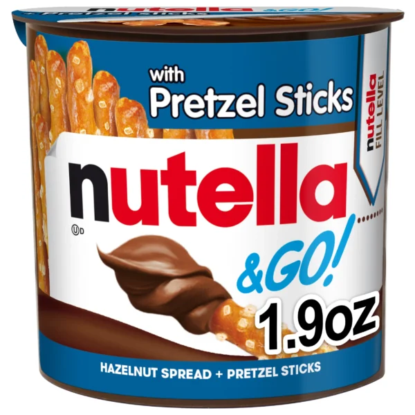 Nutella and Go Snack Packs, Chocolate Hazelnut Spread with Pretzel Sticks, Perfect Bulk Snacks for Kids Lunch Boxes, 1.9 Ounce, Pack of 12